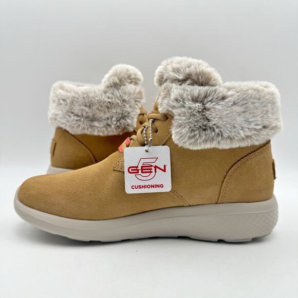 Skechers Women On The Go City Bootie US 6.5 Wide Brown Suede Water Repellent NIB - Picture 6 of 11